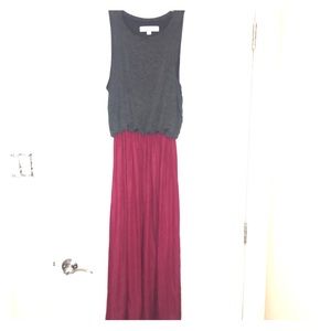 LOFT ANN TAYLOR Maroon and Grey Maxi Dress
